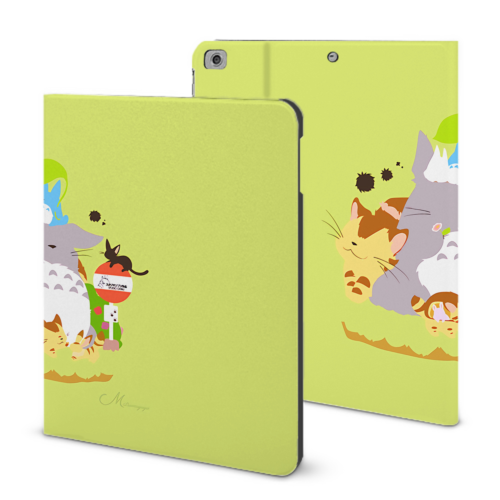 （画像用） となりのトトロ 草壁メイ 草壁サツキ My Neighbor Totoro Satsuki Kusakabe Mei Kusakabe IPad ケース ブック型 PUレザー TPU 耐衝撃 軽量 薄型 ペン収納なし 全面保護 IPad 各モデル対応